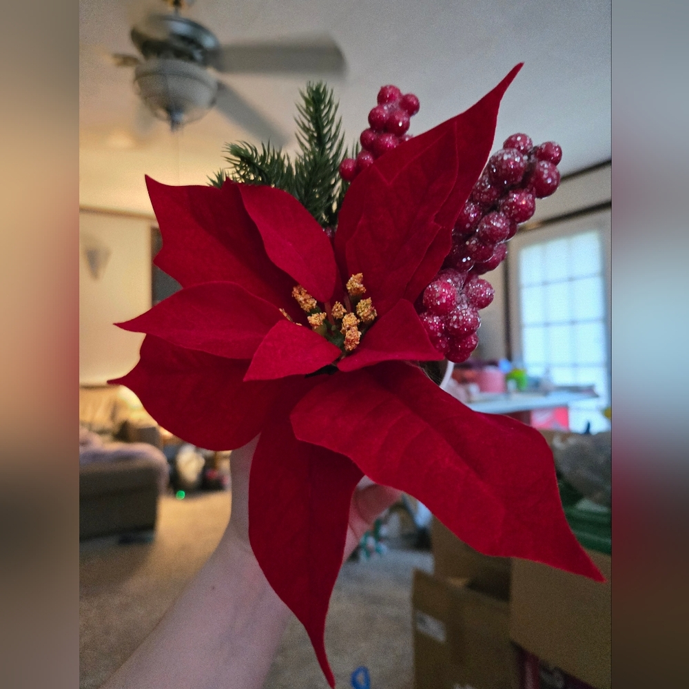 Festive Red Poinsettia Holiday Decoration
